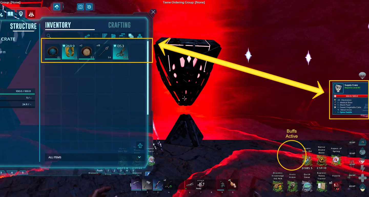 Supply crate preview and active loot buffs before disabling loot quality multipliers